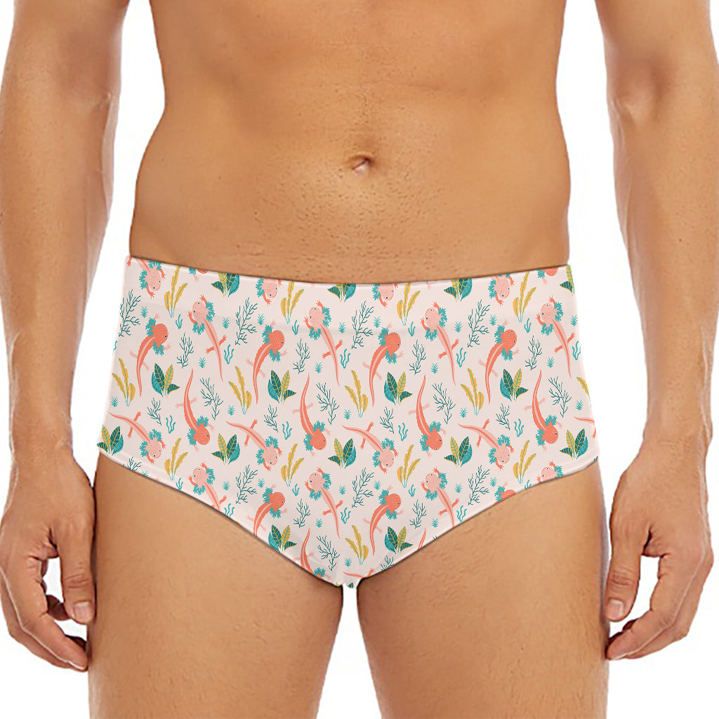 Pastel Axolotl Pattern Print Men's Triangle Swim Briefs