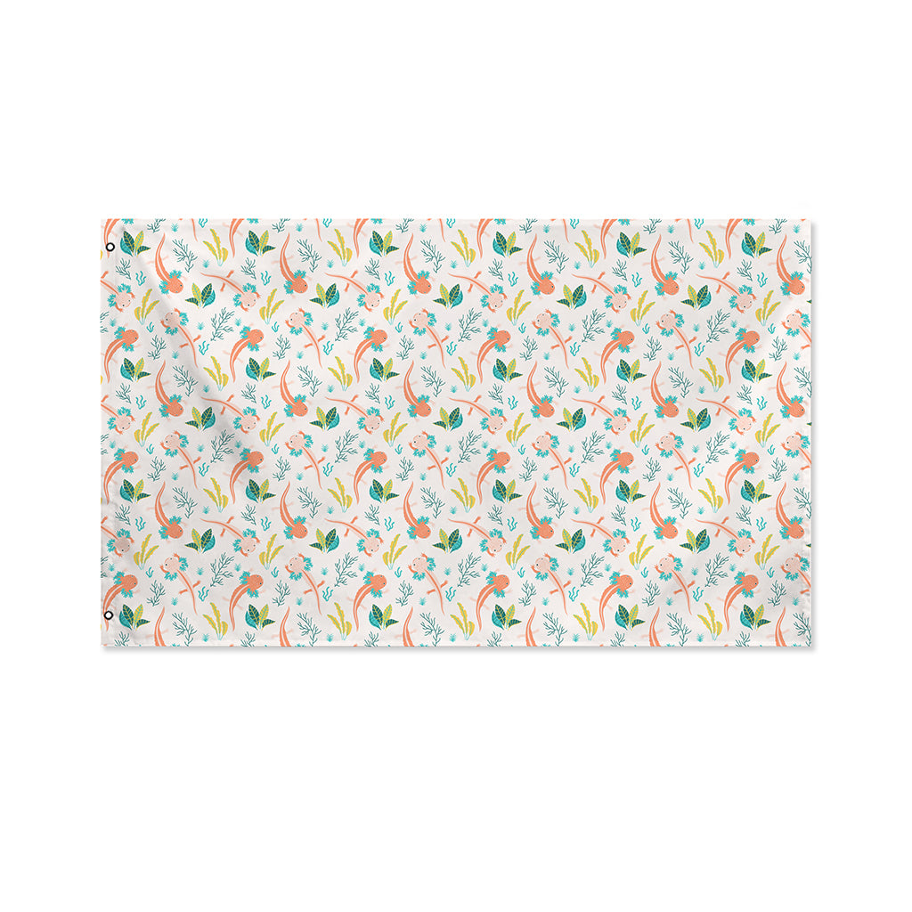 Pastel Axolotl Pattern Print Polyester Flag
