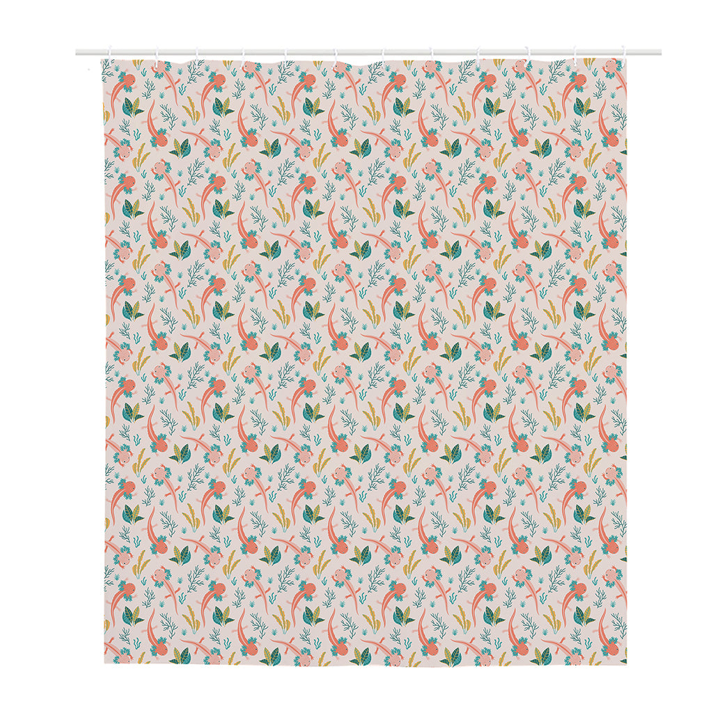 Pastel Axolotl Pattern Print Polyester Shower Curtain