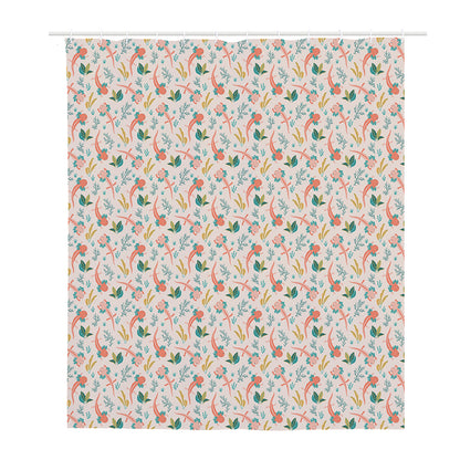 Pastel Axolotl Pattern Print Polyester Shower Curtain