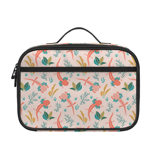 Pastel Axolotl Pattern Print Portable Lunch Bag