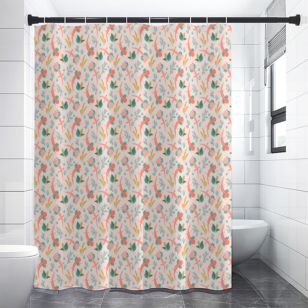 Pastel Axolotl Pattern Print Premium Shower Curtain