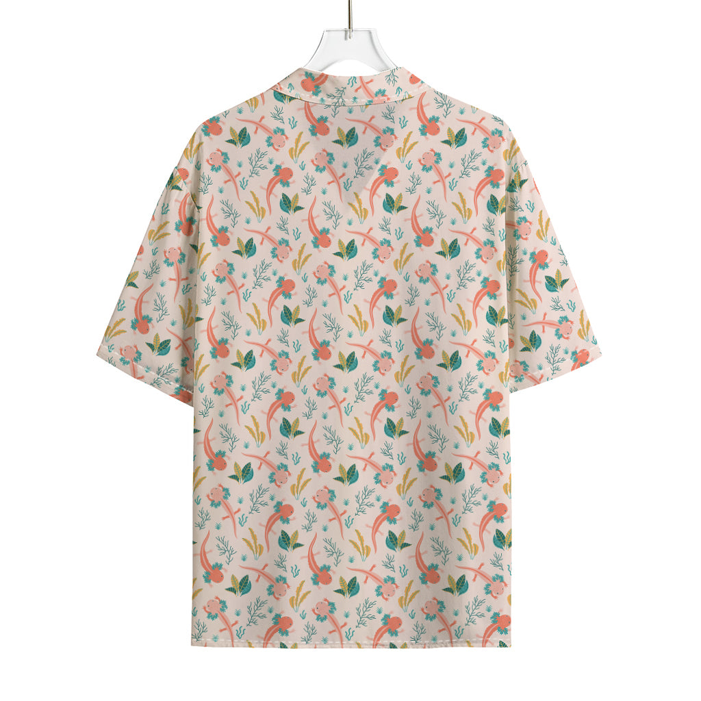 Pastel Axolotl Pattern Print Rayon Hawaiian Shirt