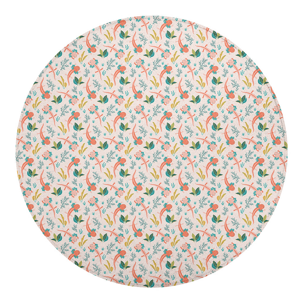 Pastel Axolotl Pattern Print Round Blanket