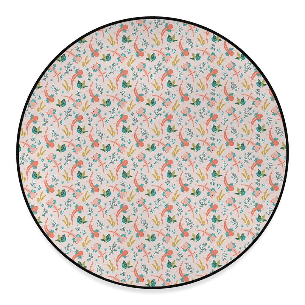Pastel Axolotl Pattern Print Round Floor Mat