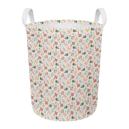 Pastel Axolotl Pattern Print Round Laundry Basket