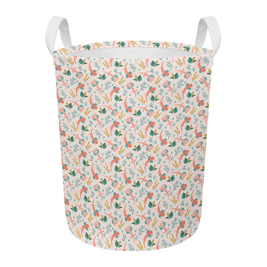 Pastel Axolotl Pattern Print Round Laundry Basket