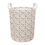 Pastel Axolotl Pattern Print Round Laundry Basket
