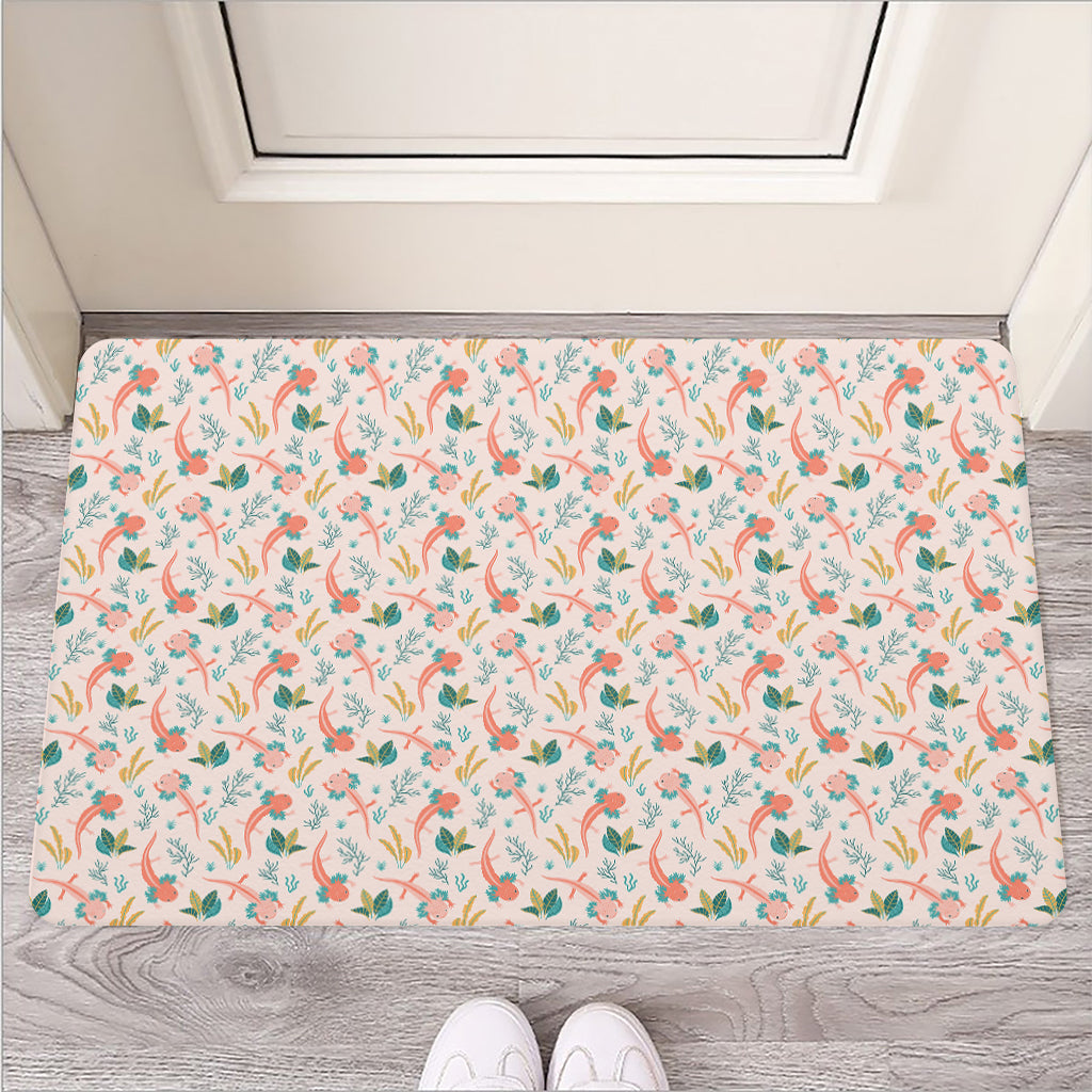 Pastel Axolotl Pattern Print Rubber Doormat