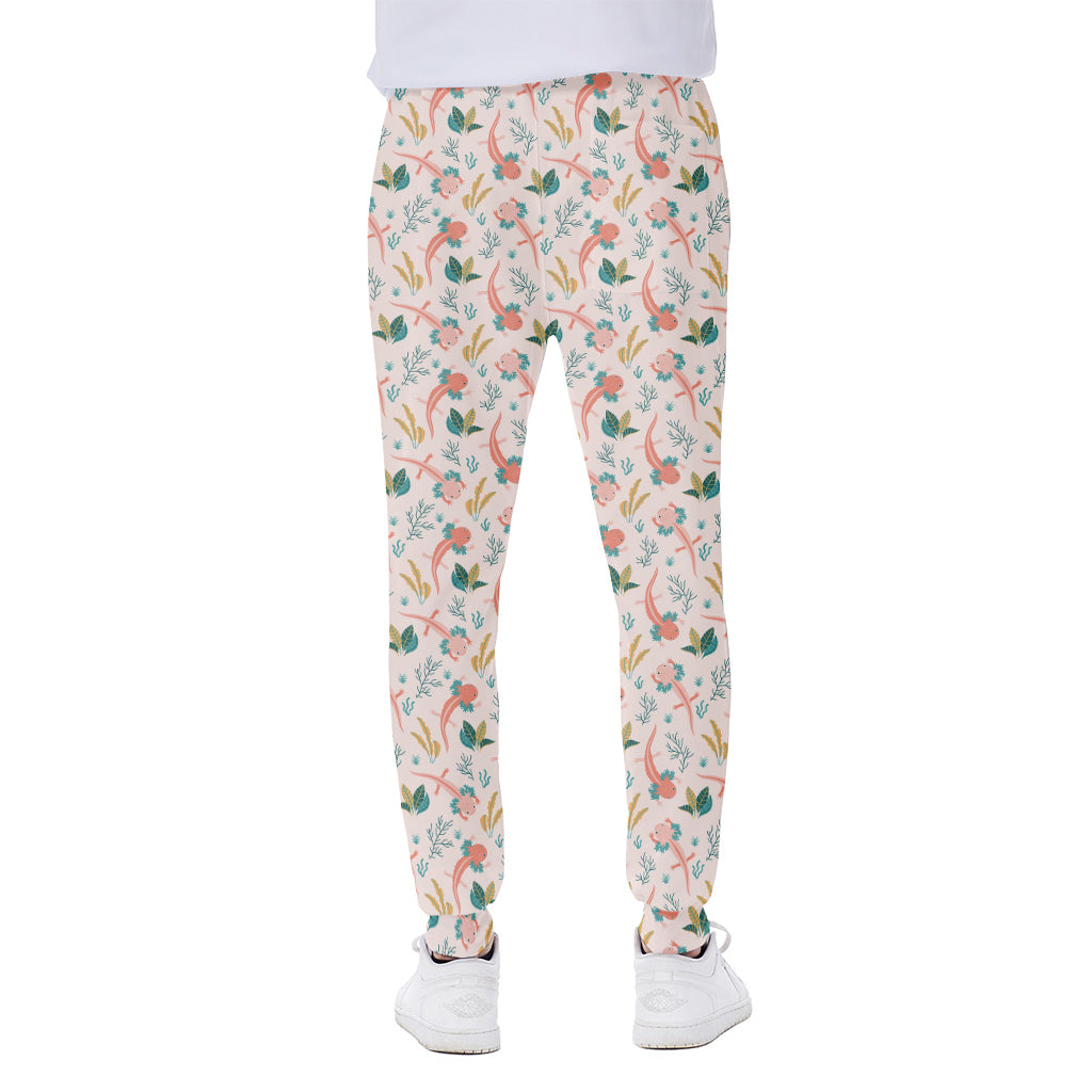 Pastel Axolotl Pattern Print Scuba Joggers