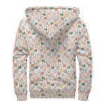 Pastel Axolotl Pattern Print Sherpa Lined Zip Up Hoodie