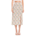 Pastel Axolotl Pattern Print Side Slit Midi Skirt