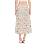 Pastel Axolotl Pattern Print Side Slit Midi Skirt