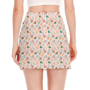 Pastel Axolotl Pattern Print Side Slit Mini Skirt