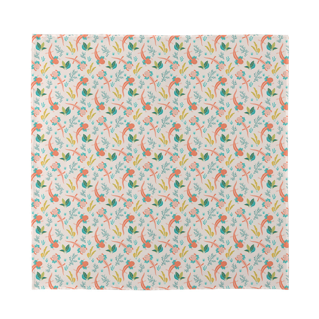 Pastel Axolotl Pattern Print Silk Bandana