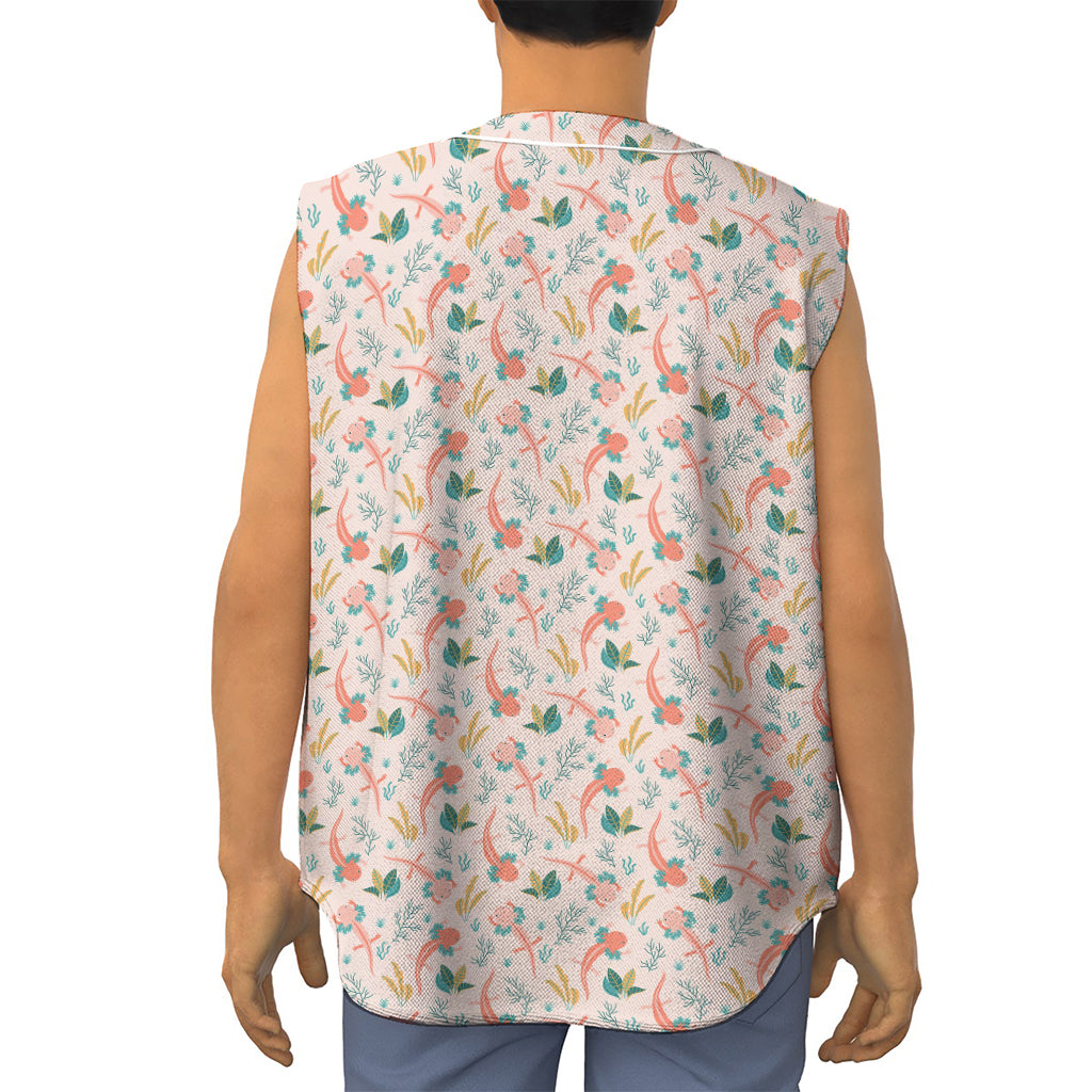 Pastel Axolotl Pattern Print Sleeveless Baseball Jersey