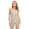 Pastel Axolotl Pattern Print Sleeveless One Piece Swimsuit