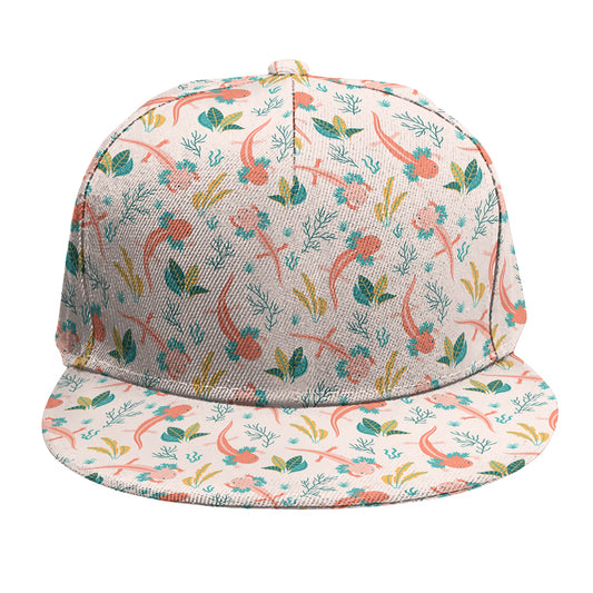 Pastel Axolotl Pattern Print Snapback Cap