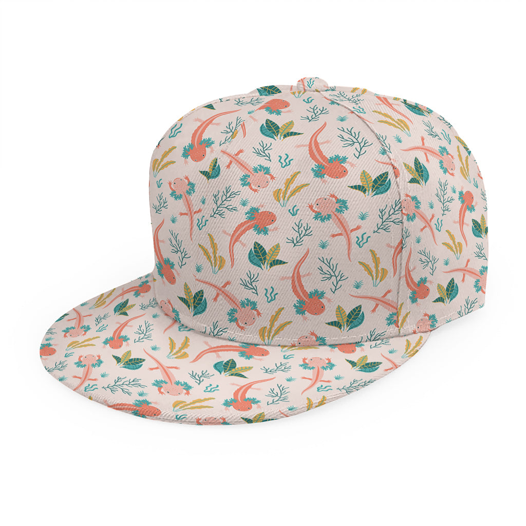 Pastel Axolotl Pattern Print Snapback Cap