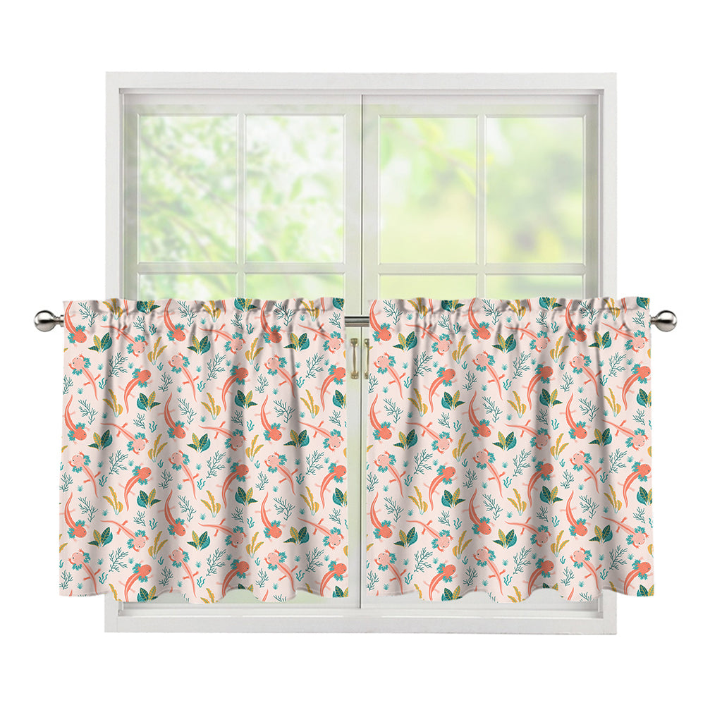 Pastel Axolotl Pattern Print Tier Curtains