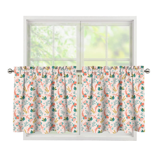 Pastel Axolotl Pattern Print Tier Curtains