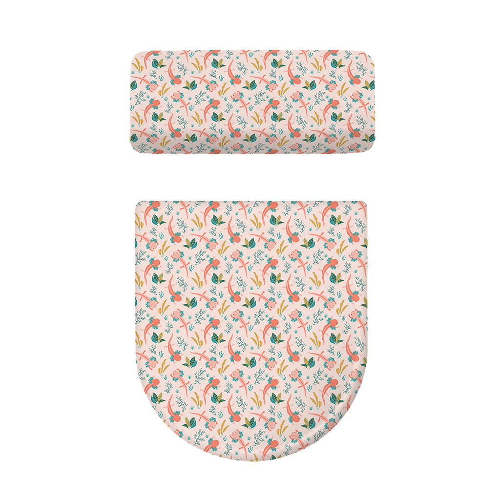 Pastel Axolotl Pattern Print Toilet Lid And Tank Cover Set