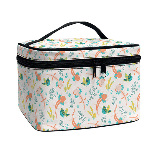Pastel Axolotl Pattern Print Travel Makeup Bag
