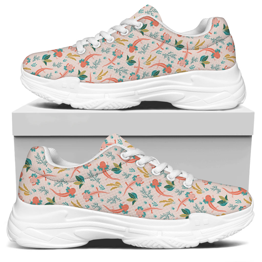 Pastel Axolotl Pattern Print White Chunky Shoes