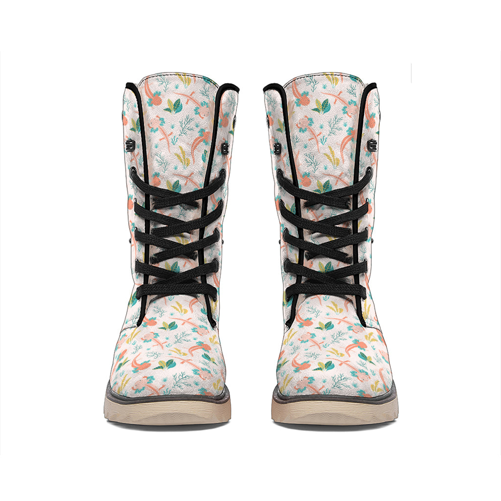 Pastel Axolotl Pattern Print Winter Boots