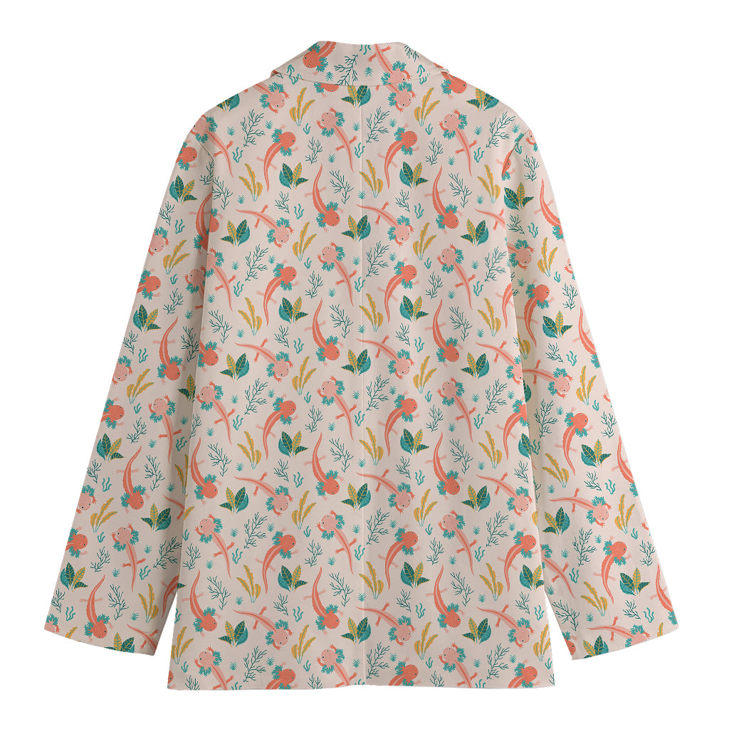 Pastel Axolotl Pattern Print Women's Blazer