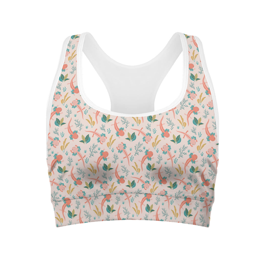 Pastel Axolotl Pattern Print Women's Sports Bra