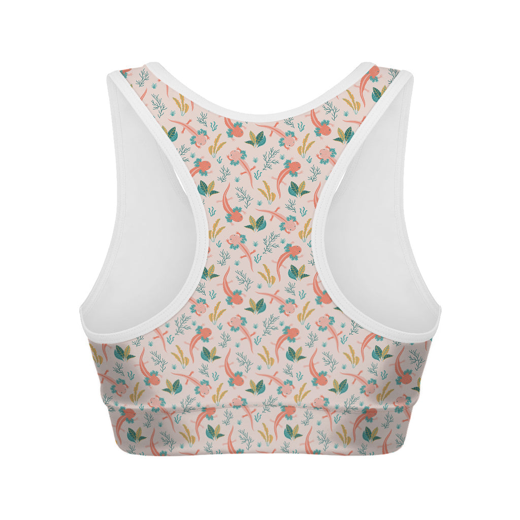 Pastel Axolotl Pattern Print Women's Sports Bra