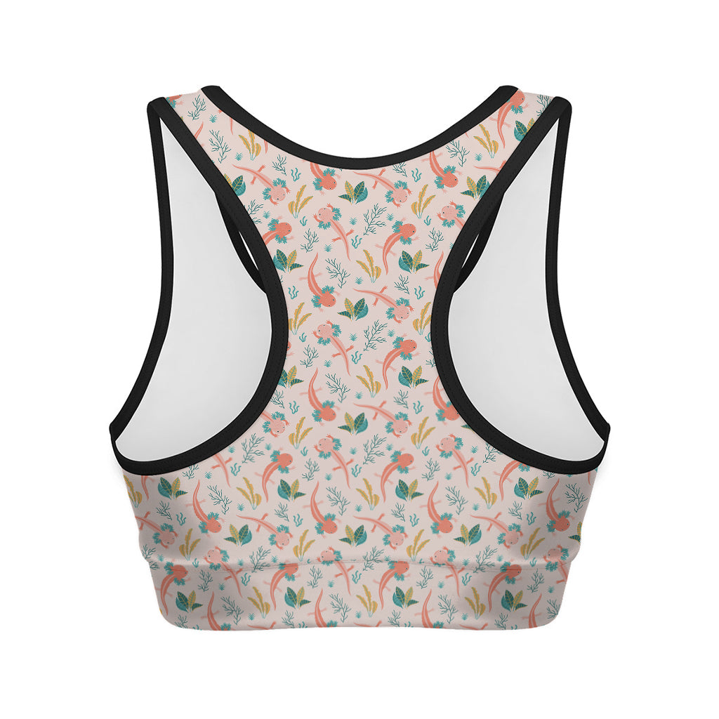 Pastel Axolotl Pattern Print Women's Sports Bra