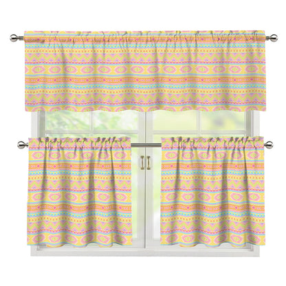 Pastel Aztec Tribal Pattern Print 3 Piece Kitchen Curtains