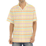 Pastel Aztec Tribal Pattern Print Aloha Shirt