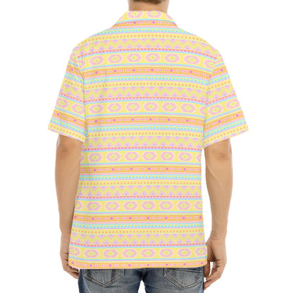 Pastel Aztec Tribal Pattern Print Aloha Shirt