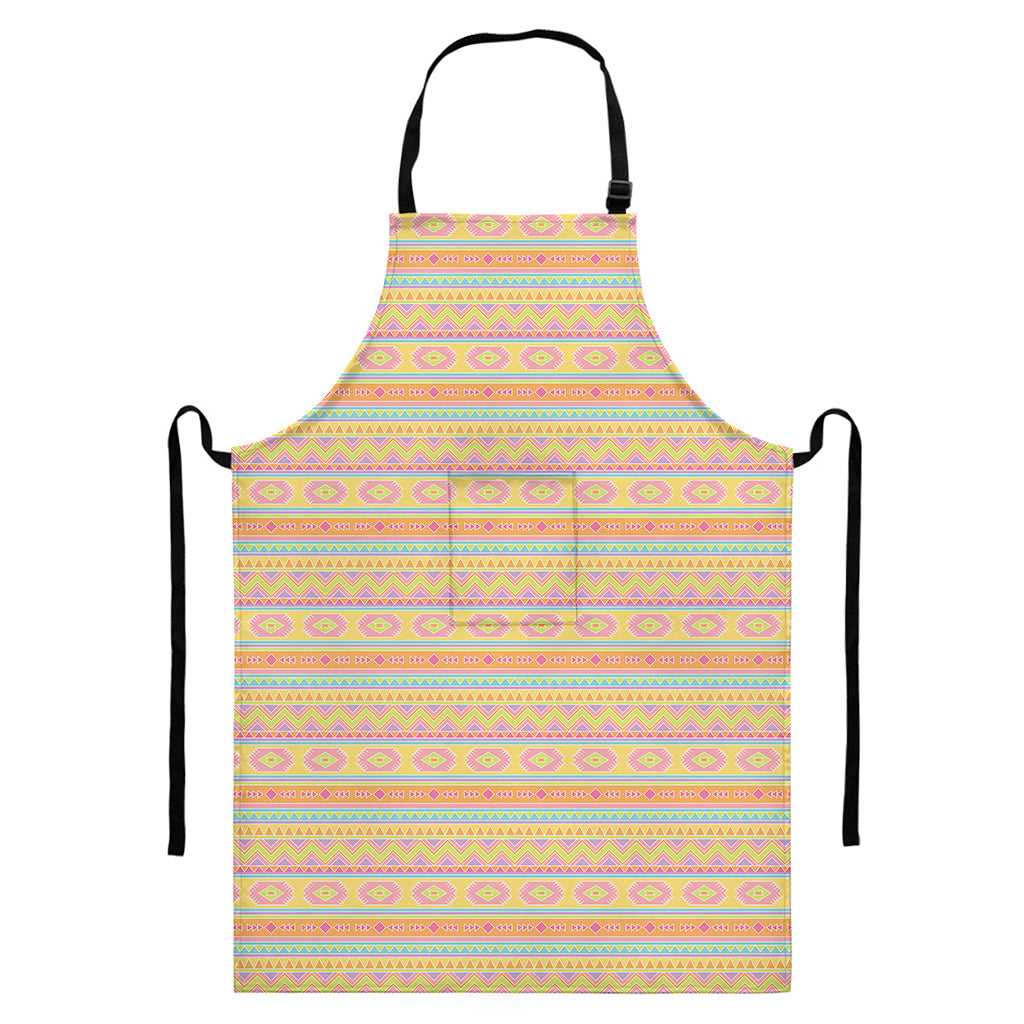 Pastel Aztec Tribal Pattern Print Bib Apron With Pocket