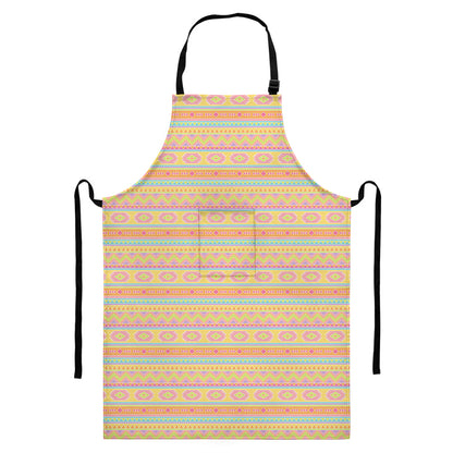 Pastel Aztec Tribal Pattern Print Bib Apron With Pocket