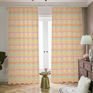 Pastel Aztec Tribal Pattern Print Blackout Pencil Pleat Curtains