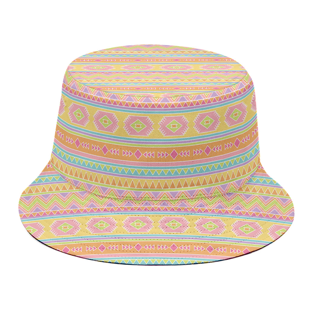 Pastel Aztec Tribal Pattern Print Bucket Hat