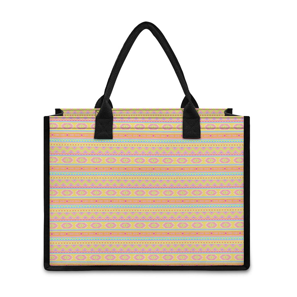 Pastel Aztec Tribal Pattern Print Canvas Tote Bag
