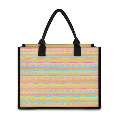 Pastel Aztec Tribal Pattern Print Canvas Tote Bag