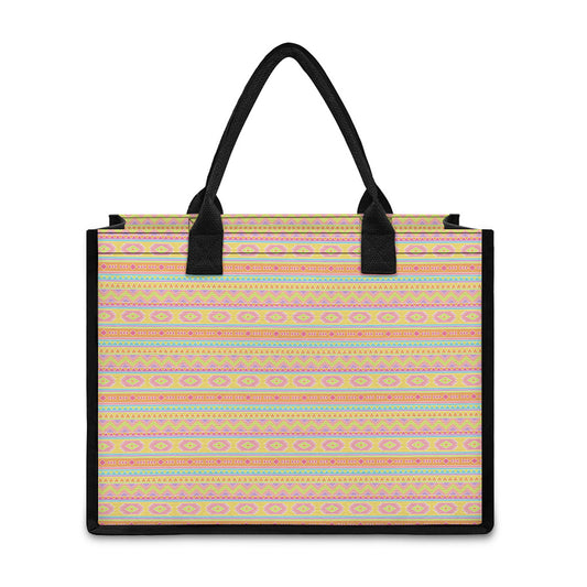 Pastel Aztec Tribal Pattern Print Canvas Tote Bag