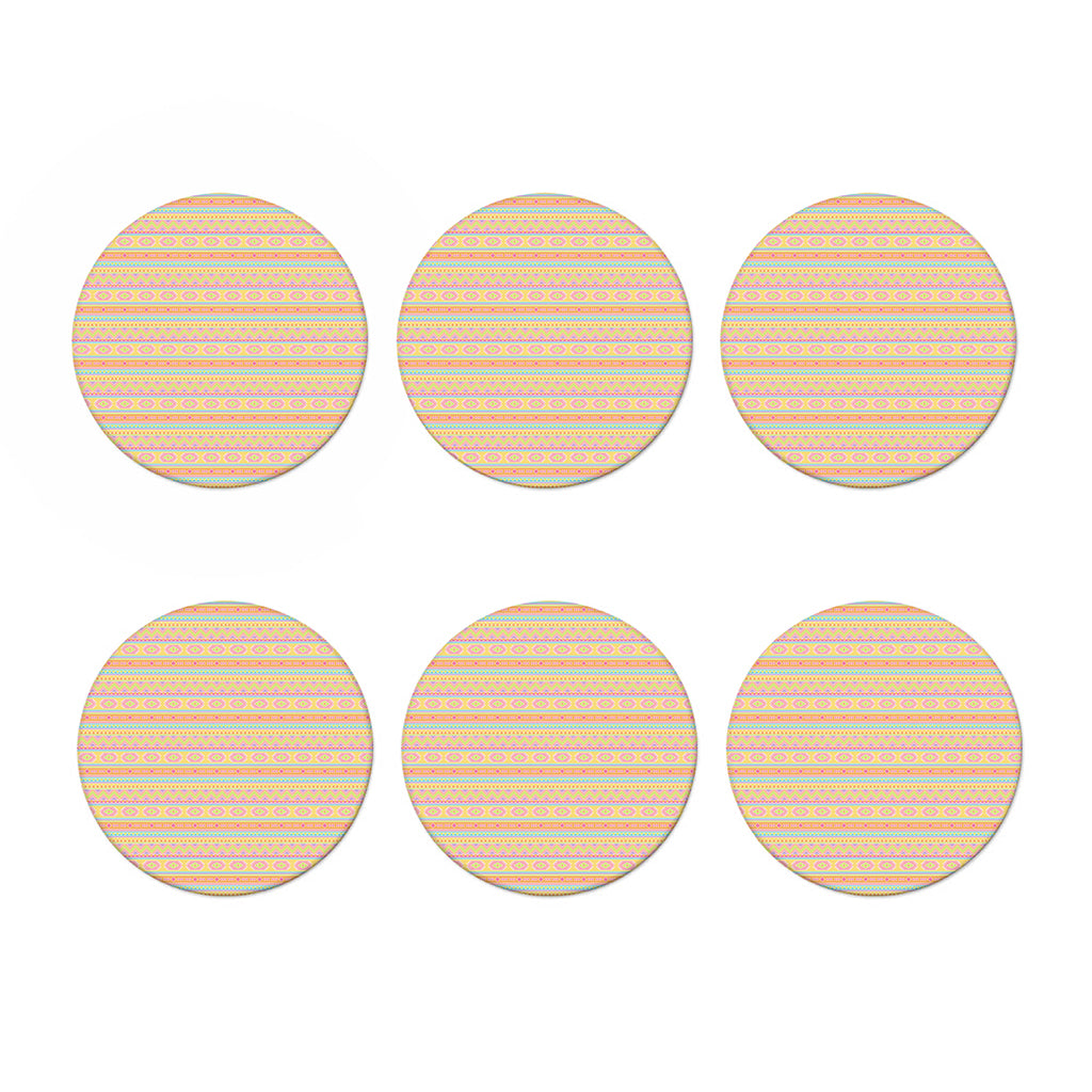 Pastel Aztec Tribal Pattern Print Coaster Set