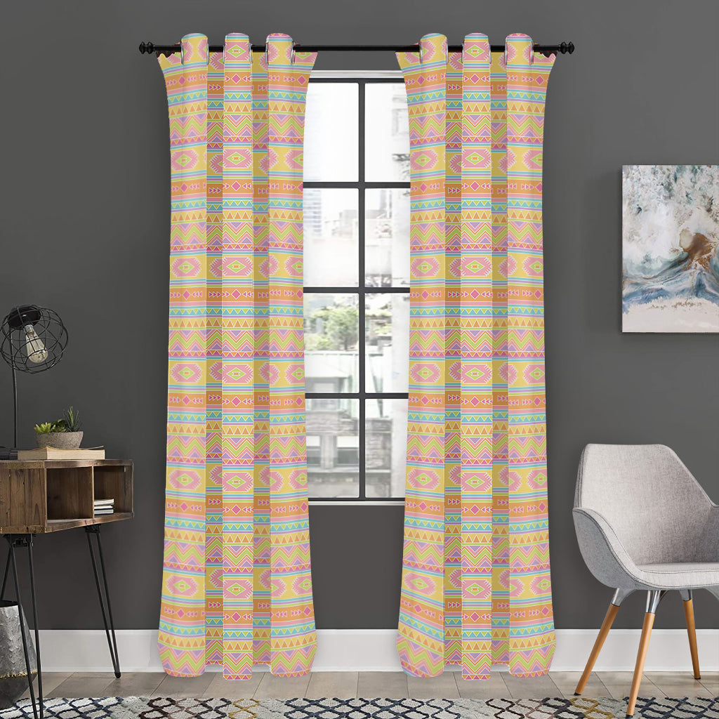 Pastel Aztec Tribal Pattern Print Curtain
