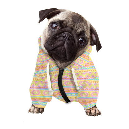Pastel Aztec Tribal Pattern Print Dog Zip Up Hoodie