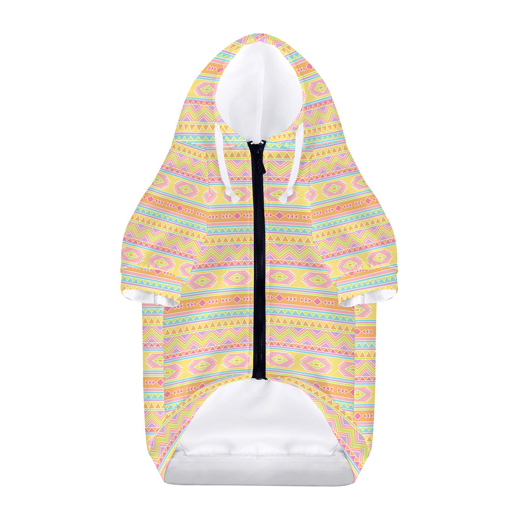Pastel Aztec Tribal Pattern Print Dog Zip Up Hoodie
