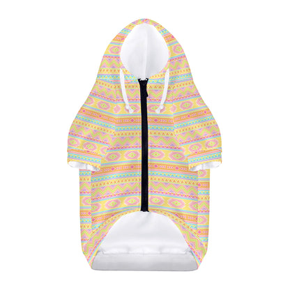 Pastel Aztec Tribal Pattern Print Dog Zip Up Hoodie