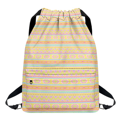 Pastel Aztec Tribal Pattern Print Drawstring Backpack