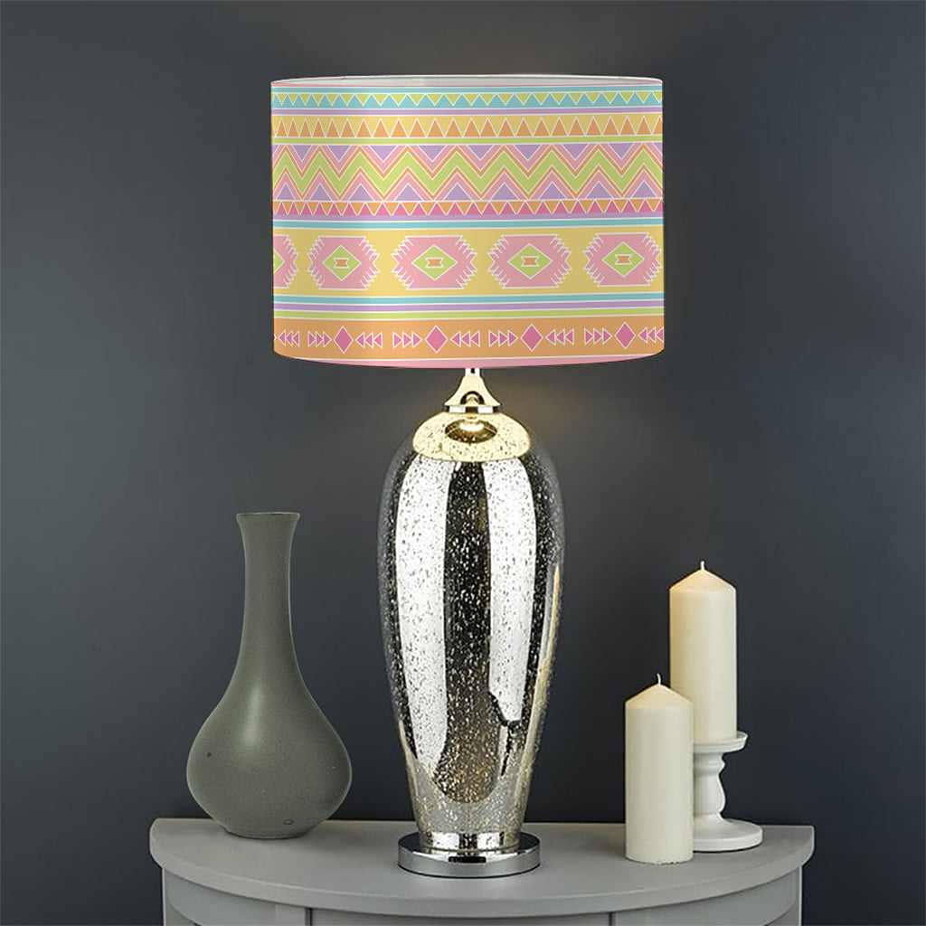 Pastel Aztec Tribal Pattern Print Drum Lamp Shade